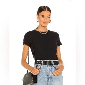 Commando Essential Cotton Crewneck Bodysuit in Black Size Small